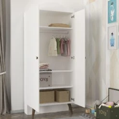 Tera Home 2-deurs Kledingkast | 100% Melamine Coating | 18mm | 90cm Breedte | Wit -Emob 804TRH3907 20 203 e1af