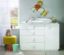 Commode | 18mm Melamine Gecoat | Zacht Sluitende Laden | Aan Wand Te Bevestigen | Baby Katoen Veelkleurig