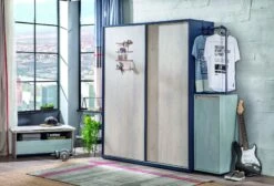 Kledingkast Kalune Design, 100% Gemelamineerd, 18mm Dik, 163x203x58cm, Laden En Legplanken, Zacht Sluitend, LED-rail -Emob 813CLK3939 20 203 6b48