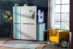 Kledingkast Kalune Design, 100% Gemelamineerd, 18mm Dik, 163x203x58cm, Laden En Legplanken, Zacht Sluitend, LED-rail -Emob 813CLK3939 20 206 7771