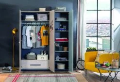 Kledingkast Kalune Design, 100% Gemelamineerd, 18mm Dik, 163x203x58cm, Laden En Legplanken, Zacht Sluitend, LED-rail -Emob 813CLK3939 20 207 6bb4