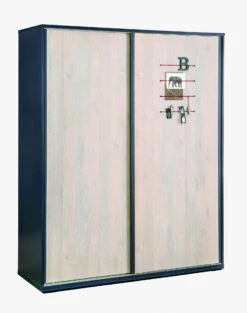 Kledingkast Kalune Design, 100% Gemelamineerd, 18mm Dik, 163x203x58cm, Laden En Legplanken, Zacht Sluitend, LED-rail -Emob 813CLK3939 20 208 f124