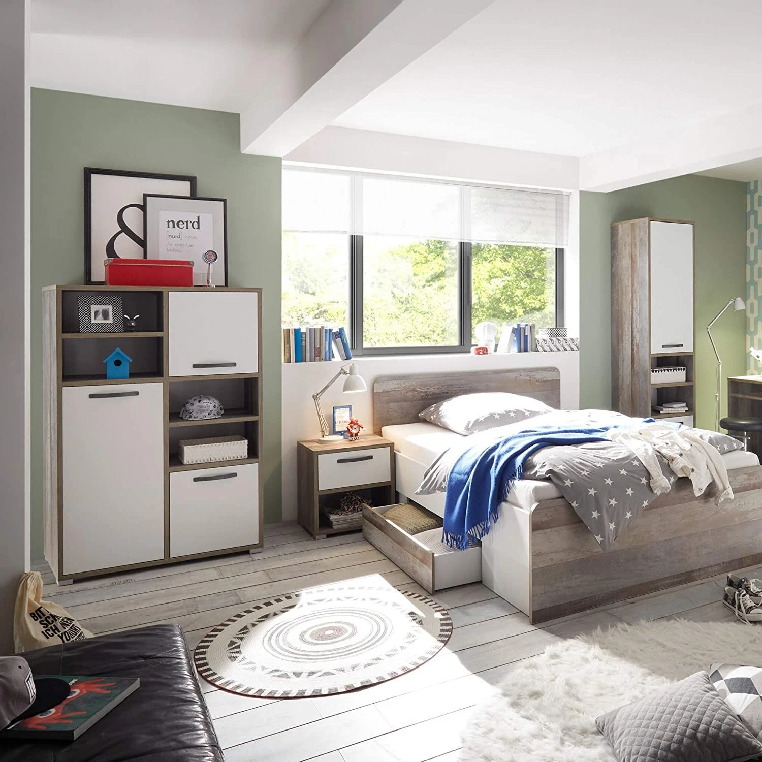 Commode Petrus 96cm Met 3 Deuren - Wit/drijfhout 2 Commode Petrus 96cm Met 3 Deuren - Wit/drijfhout - Afbeelding 2