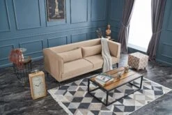 3-zitsbank | Comfort En Stijl In Crème, Beukenhouten Frame, Fluwelen Stof. Inclusief Kussens -Emob 825BLC1569 20 202 27af