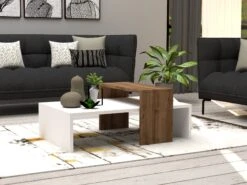 Elegante Opbergkoffietafel | Walnoot Wit