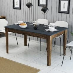 Woody Fashion Eettafel | 100% Melamine | 18mm Dikte | Suntalam Poten | Walnoot Antraciet