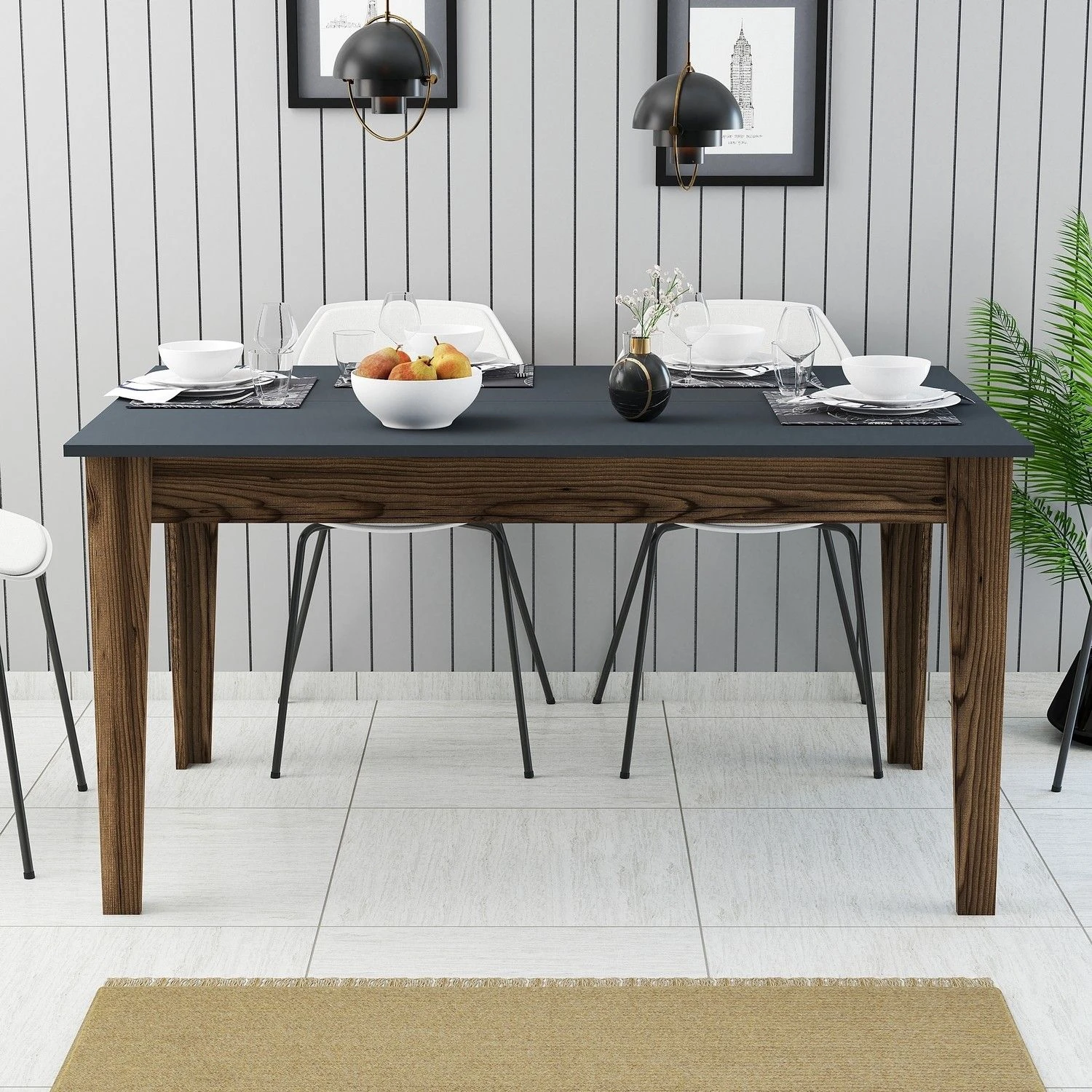 Woody Fashion Eettafel | 100% Melamine | 18mm Dikte | Suntalam Poten | Walnoot Antraciet 6 Woody Fashion Eettafel | 100% Melamine | 18mm Dikte | Suntalam Poten | Walnoot Antraciet - Afbeelding 6