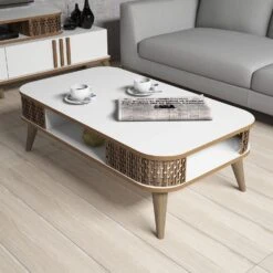 Moderne Houten Manier Salontafel | Wit, 18mm Dikte