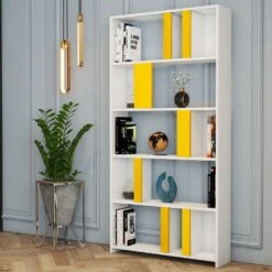 Stijlvolle Woody Fashion Boekenplank | 18mm Dik | 90x180x20cm | Wit Geel