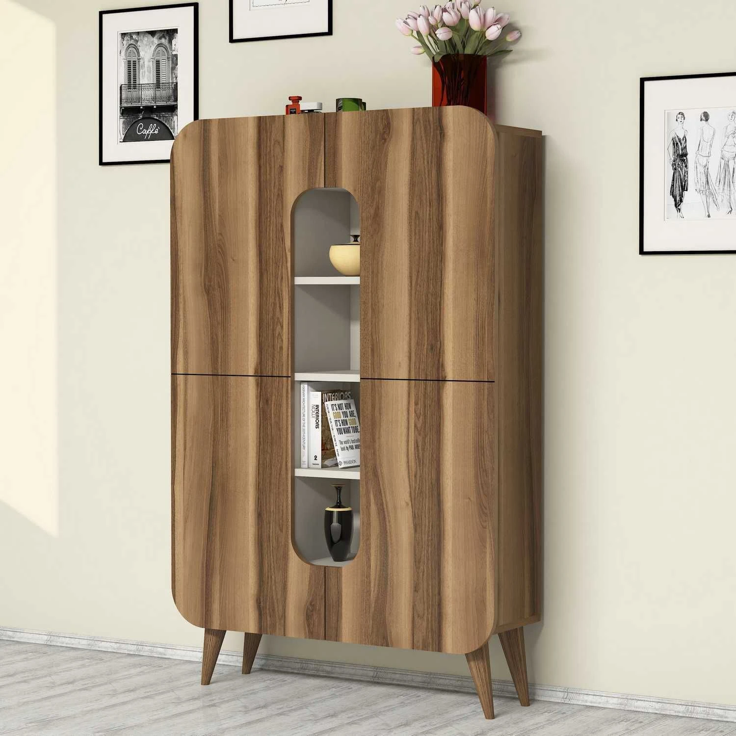 Woody Fashion Multifunctionele Kast | Walnoot Crème 3 Woody Fashion Multifunctionele Kast | Walnoot Crème - Afbeelding 3