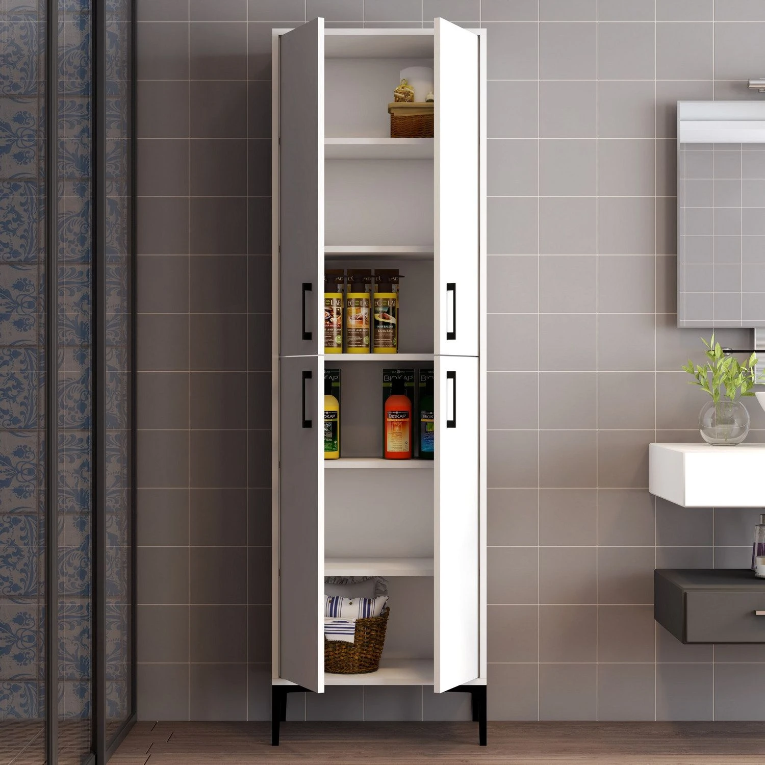 Woody Fashion Multifunctioneel Kabinet | 18 Mm Dik | Metalen Poot Wit 5 Woody Fashion Multifunctioneel Kabinet | 18 Mm Dik | Metalen Poot Wit - Afbeelding 5