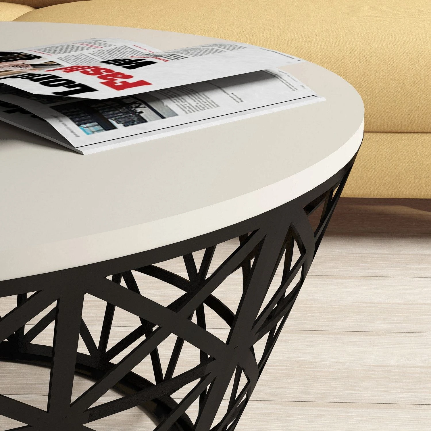 Stijlvolle Woody Fashion Salontafel In Crème Zwart 5 Stijlvolle Woody Fashion Salontafel In Crème Zwart - Afbeelding 5