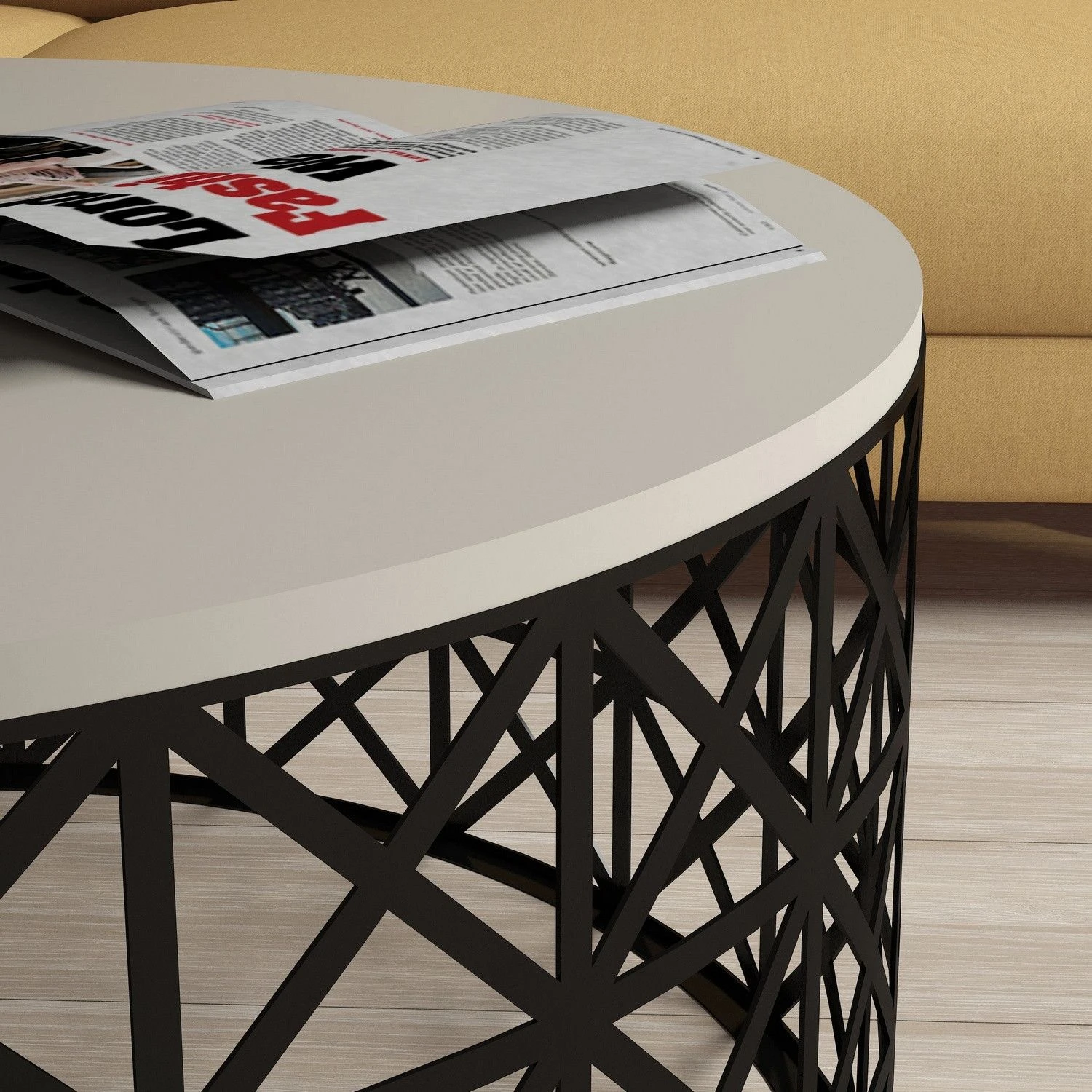 Woody Fashion Salontafel | 100% Melamine Gecoat | Smeedijzeren Poten | Crème Zwart 5 Woody Fashion Salontafel | 100% Melamine Gecoat | Smeedijzeren Poten | Crème Zwart - Afbeelding 5