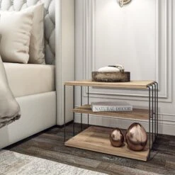 Elegante 2-Tier Bijzettafel | Atlantic Pine Zwart