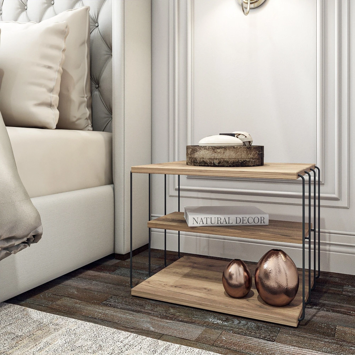 Elegante 2-Tier Bijzettafel | Atlantic Pine Zwart 1 Elegante 2-Tier Bijzettafel | Atlantic Pine Zwart