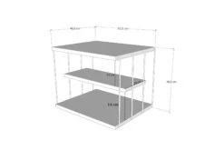 2-Tier Bijzettafel | 18mm | Melamine Gecoat | Metalen Frame | 50x40x34cm | Wit Zwart -Emob 854KLN2814 20 203 ea12