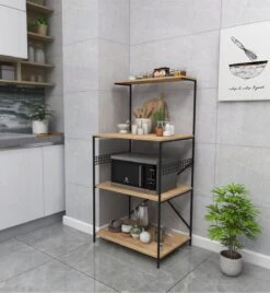 Multifunctionele Kast | 100% Melamine Gecoat | Metalen Poten | 60x124x45 Cm | Zwart Grenen -Emob 854KLN3913 20 202 0ad9