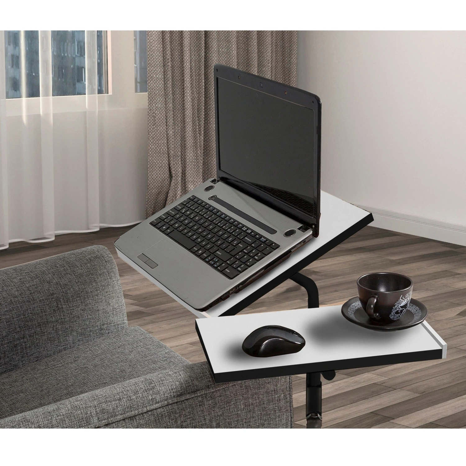 Laptoptafel Sapphire | 45,5 X 67 X 87 Cm | Metalen Frame | Kleur: Wit-Zwart 1 Laptoptafel Sapphire | 45,5 X 67 X 87 Cm | Metalen Frame | Kleur: Wit-Zwart