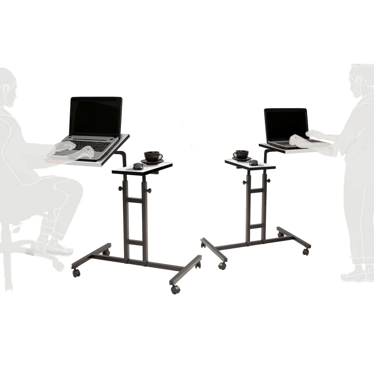 Laptoptafel Sapphire | 45,5 X 67 X 87 Cm | Metalen Frame | Kleur: Wit-Zwart 6 Laptoptafel Sapphire | 45,5 X 67 X 87 Cm | Metalen Frame | Kleur: Wit-Zwart - Afbeelding 6