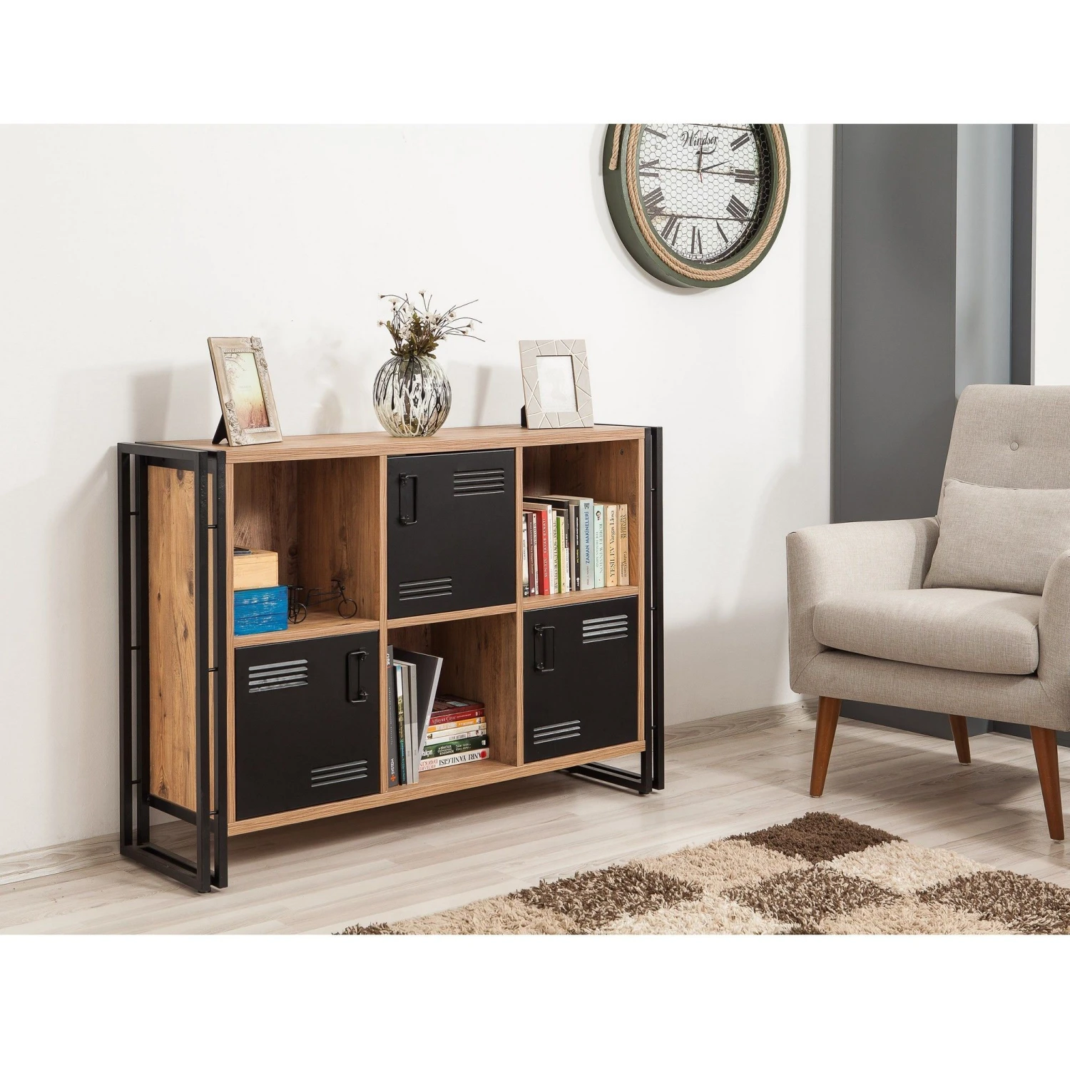 Boekenplank Sapphire | 100% Melamine | Metalen Frame | Atlantic Pine 7 Boekenplank Sapphire | 100% Melamine | Metalen Frame | Atlantic Pine - Afbeelding 7