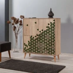 Multifunctionele Kast Vella | 100% Melamine | Haagbeukenhouten Poten | Metalen En Touwgrepen | Sonoma Eik