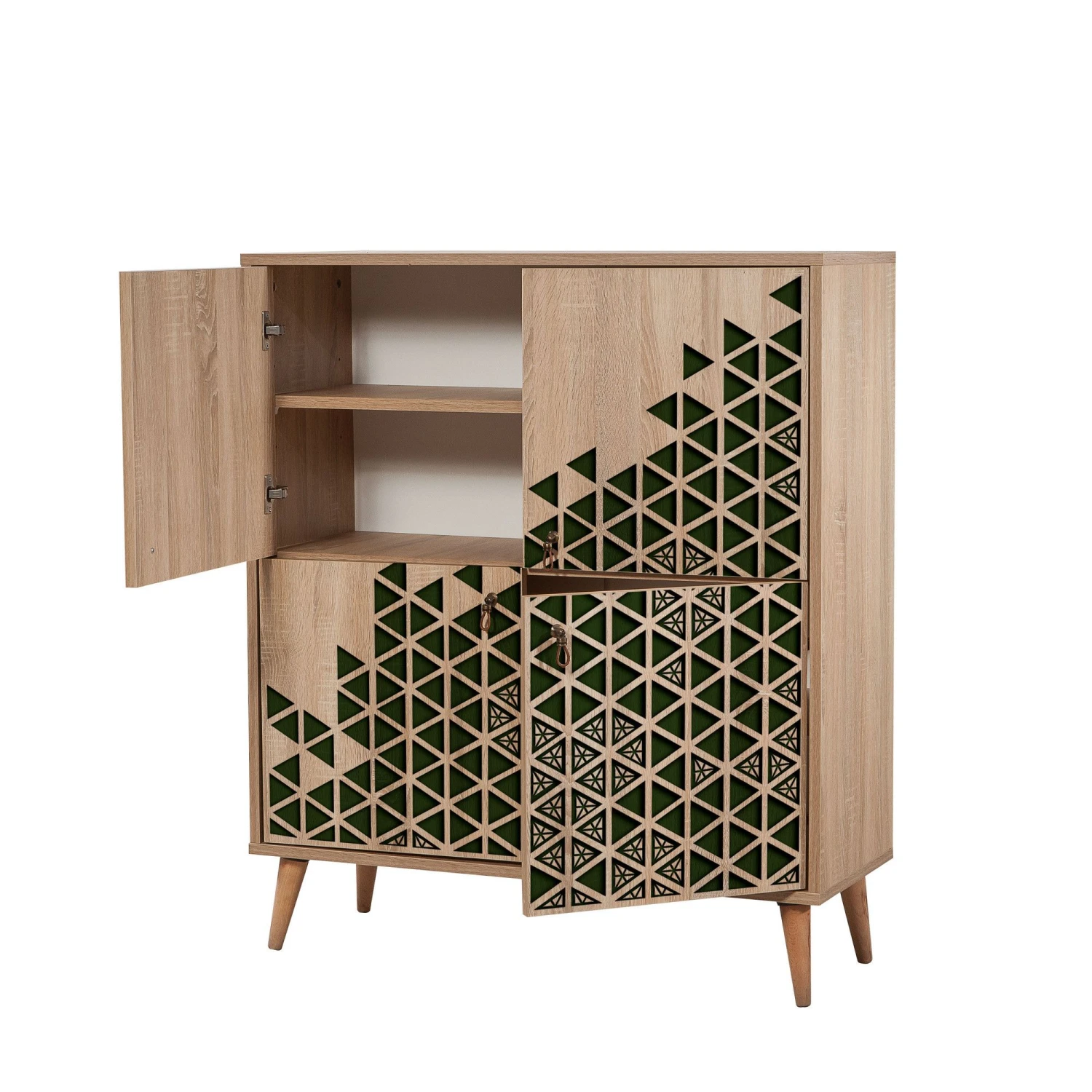 Multifunctionele Kast Vella | 100% Melamine | Haagbeukenhouten Poten | Metalen En Touwgrepen | Sonoma Eik 3 Multifunctionele Kast Vella | 100% Melamine | Haagbeukenhouten Poten | Metalen En Touwgrepen | Sonoma Eik - Afbeelding 3