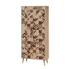 Garderobekast Vella | 100% Melamine | Houten Poten | Veelkleurig 6 Garderobekast Vella | 100% Melamine | Houten Poten | Veelkleurig -Emob 863SPH4258 20 202 a225