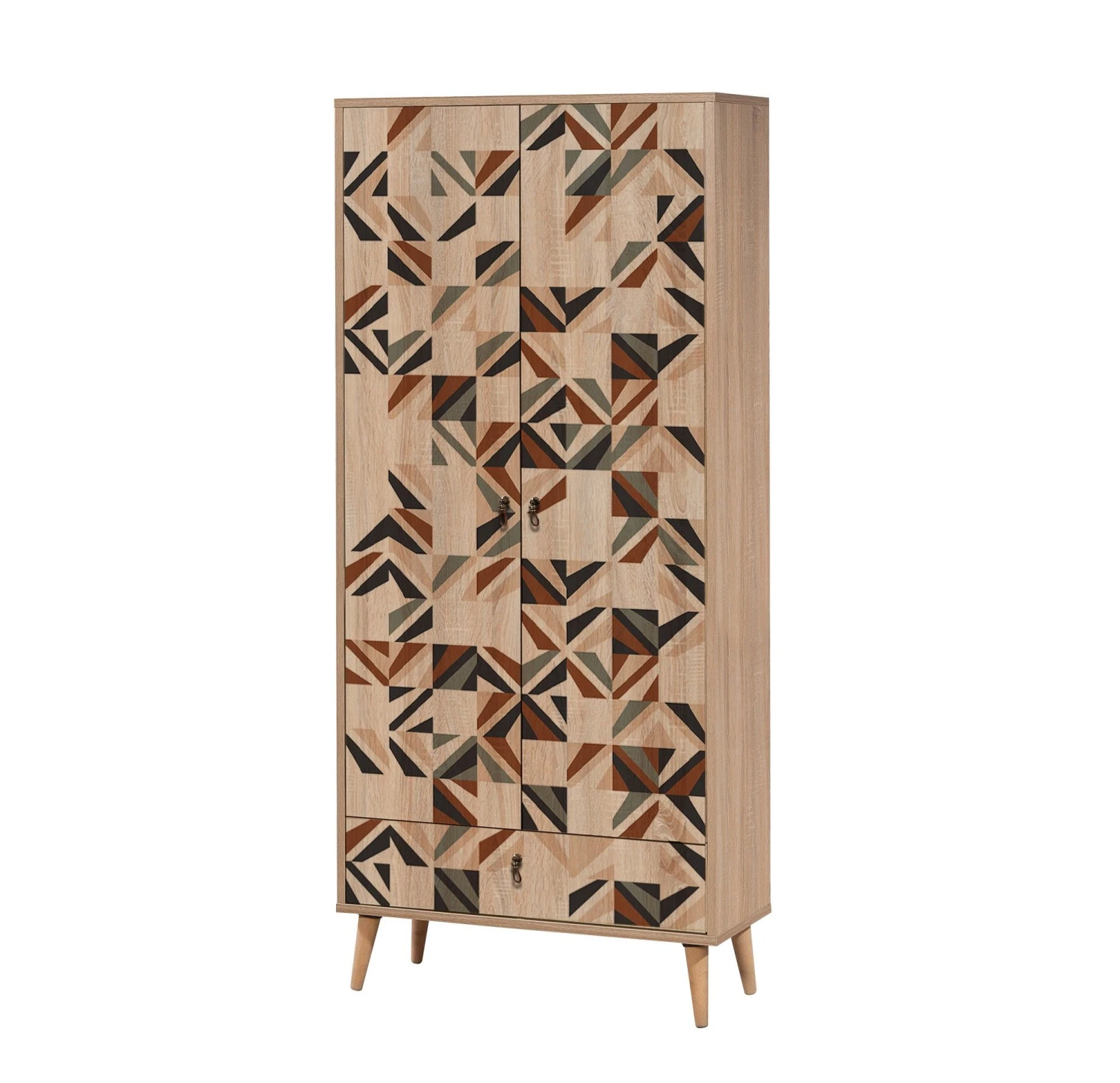 Garderobekast Vella | 100% Melamine | Houten Poten | Veelkleurig 3 Garderobekast Vella | 100% Melamine | Houten Poten | Veelkleurig - Afbeelding 3