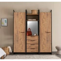 Garderobekast Saffier | Melamine Coating | Metalen Poten | Atlantisch Grenen