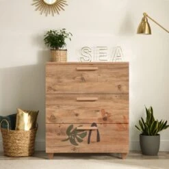 Vella Commode | 100% Gemelamineerd Spaanplaathout Van 18 Mm Dik | Bevestigbaar Aan De Muur | Kleur: Atlantic Pine