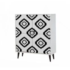 Vella Multifunctionele Kast - 18mm Melamine - Poten Van Haagbeuk - Metalen En Touw Handgrepen - 95x111x36cm - Wit Zwart -Emob 869VEL3987 20 203 c1eb