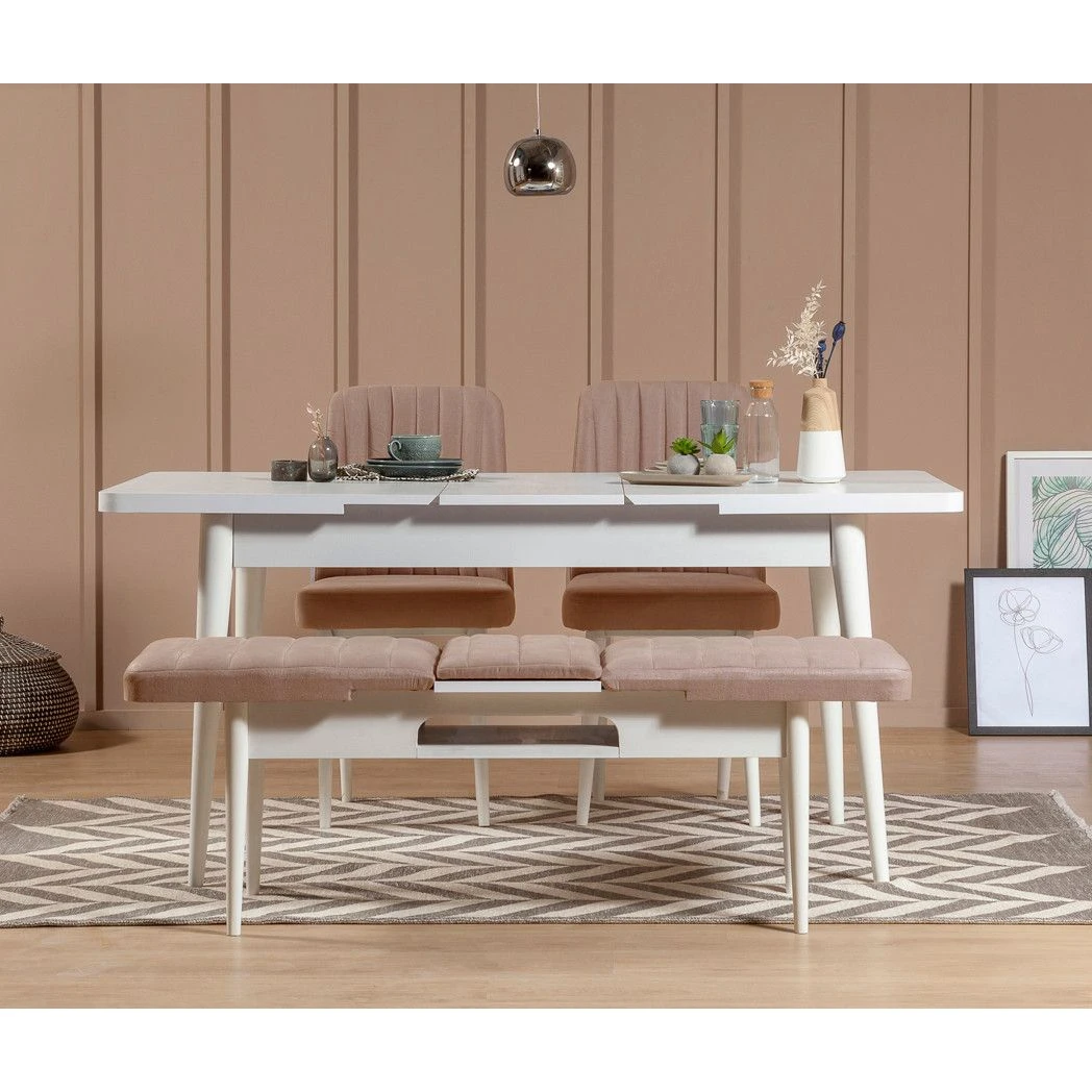 Vella Stoel | 100% Melamine Gecoat | 100% Fluweel | Wit Steen 5 Vella Stoel | 100% Melamine Gecoat | 100% Fluweel | Wit Steen - Afbeelding 5