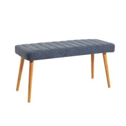 Vella Bank | 100% Linnen Stof | Houten Poten | Atlantic Pine Marineblauw