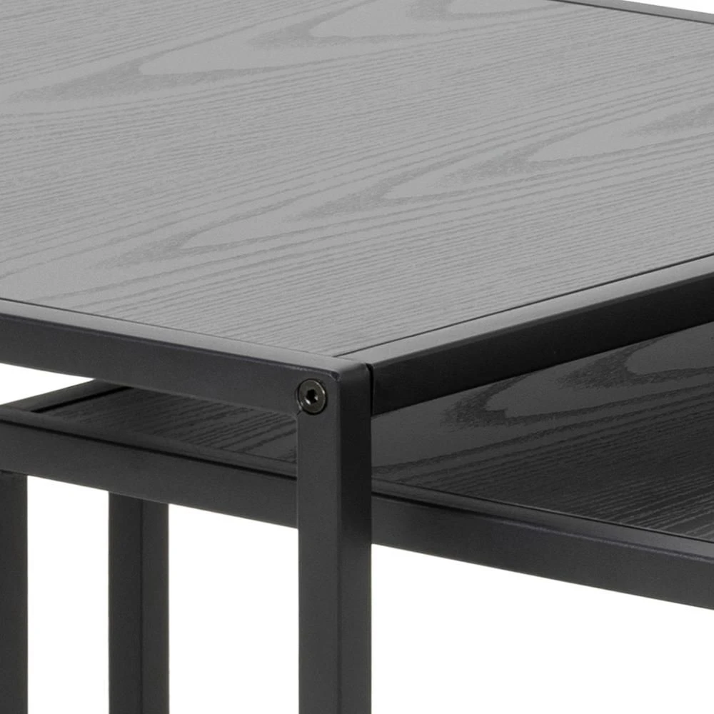 Set Van 2 Bijzettafeltjes Seaford - Zwart 3 Set Van 2 Bijzettafeltjes Seaford - Zwart - Afbeelding 3