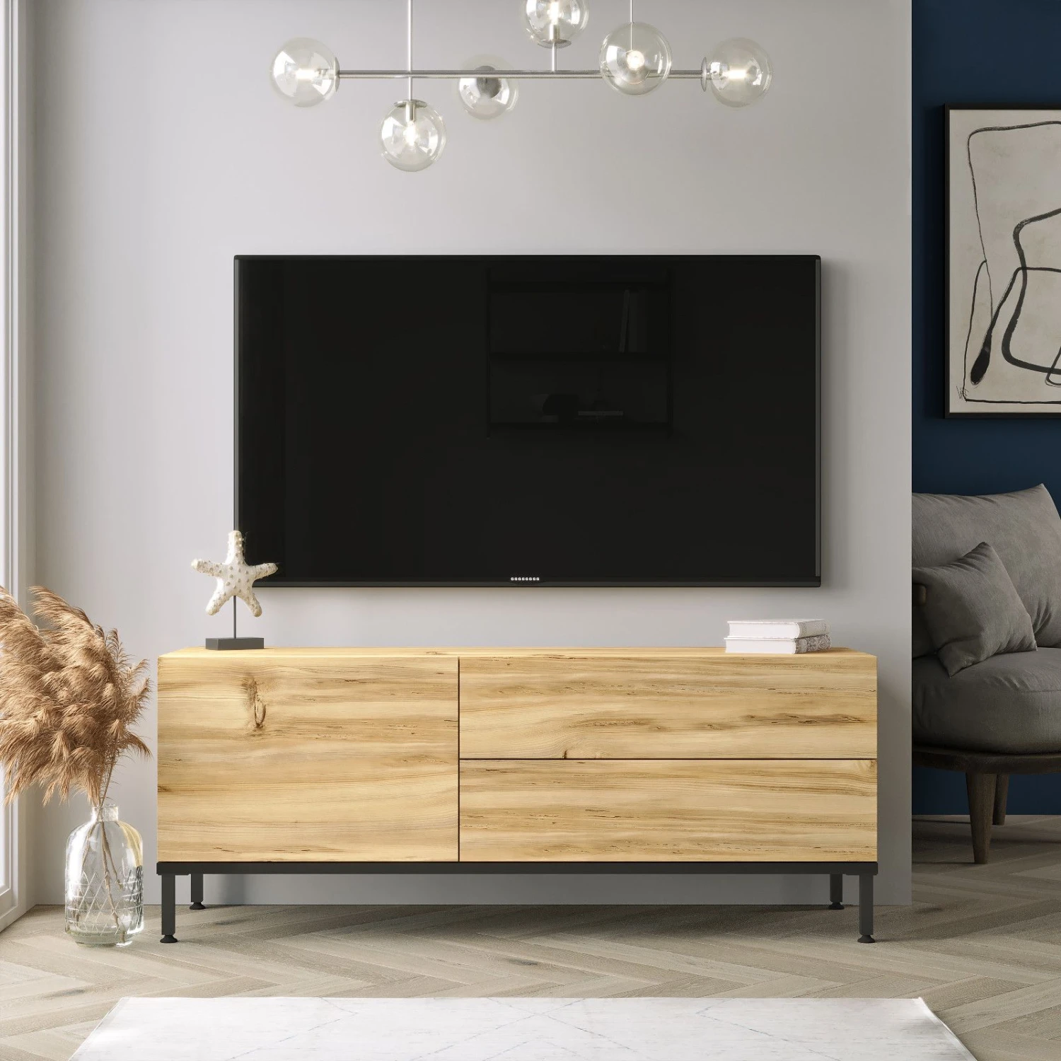 Yardley TV-meubel | 120 Cm Breedte | Eiken Zwart 1 Yardley TV-meubel | 120 Cm Breedte | Eiken Zwart