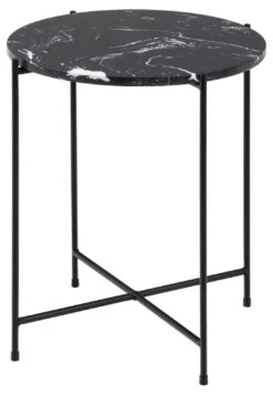 Bijzettafel Avila Ø42 Cm - Kunstmarmer/zwart