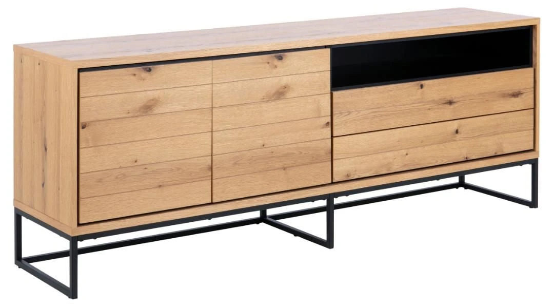 Dressoir Delaro 198cm, 2 Deuren & 2 Lades - Massief Eikenhout 9 Dressoir Delaro 198cm, 2 Deuren & 2 Lades - Massief Eikenhout - Afbeelding 9