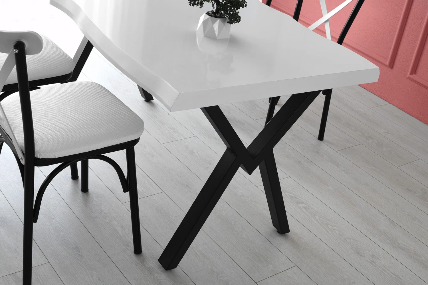 Vella Eettafel | 140x75x80 Cm | Wit Melamine 5 Vella Eettafel | 140x75x80 Cm | Wit Melamine - Afbeelding 5