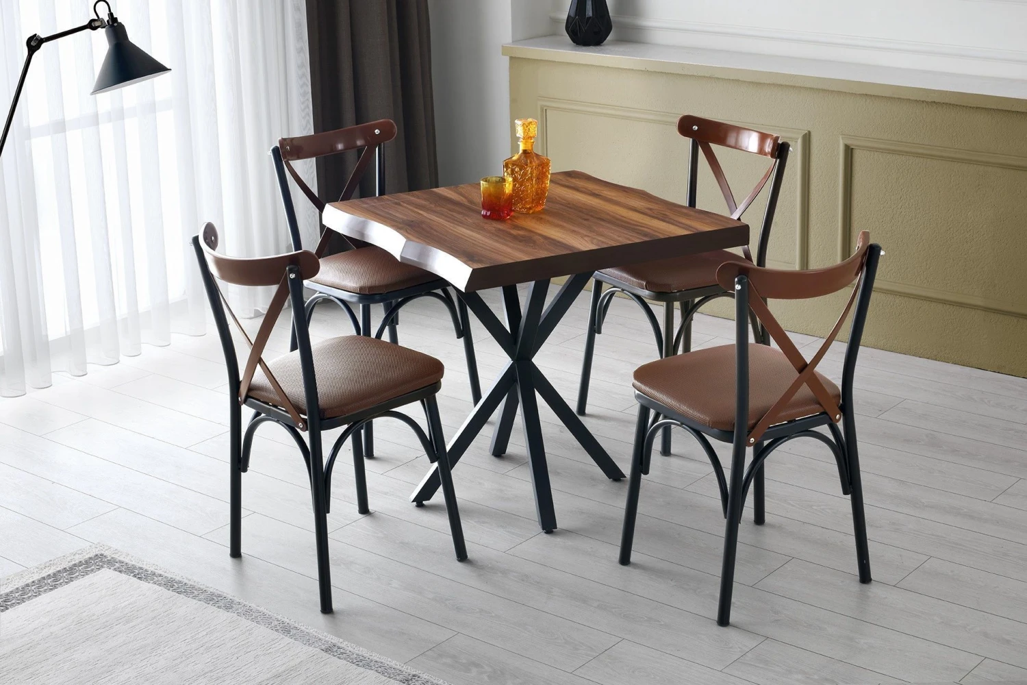 Stijlvolle Comfort Stoel Set (4) | Metalen Frame, PU Leren Zitting | Bruin 2 Stijlvolle Comfort Stoel Set (4) | Metalen Frame, PU Leren Zitting | Bruin - Afbeelding 2