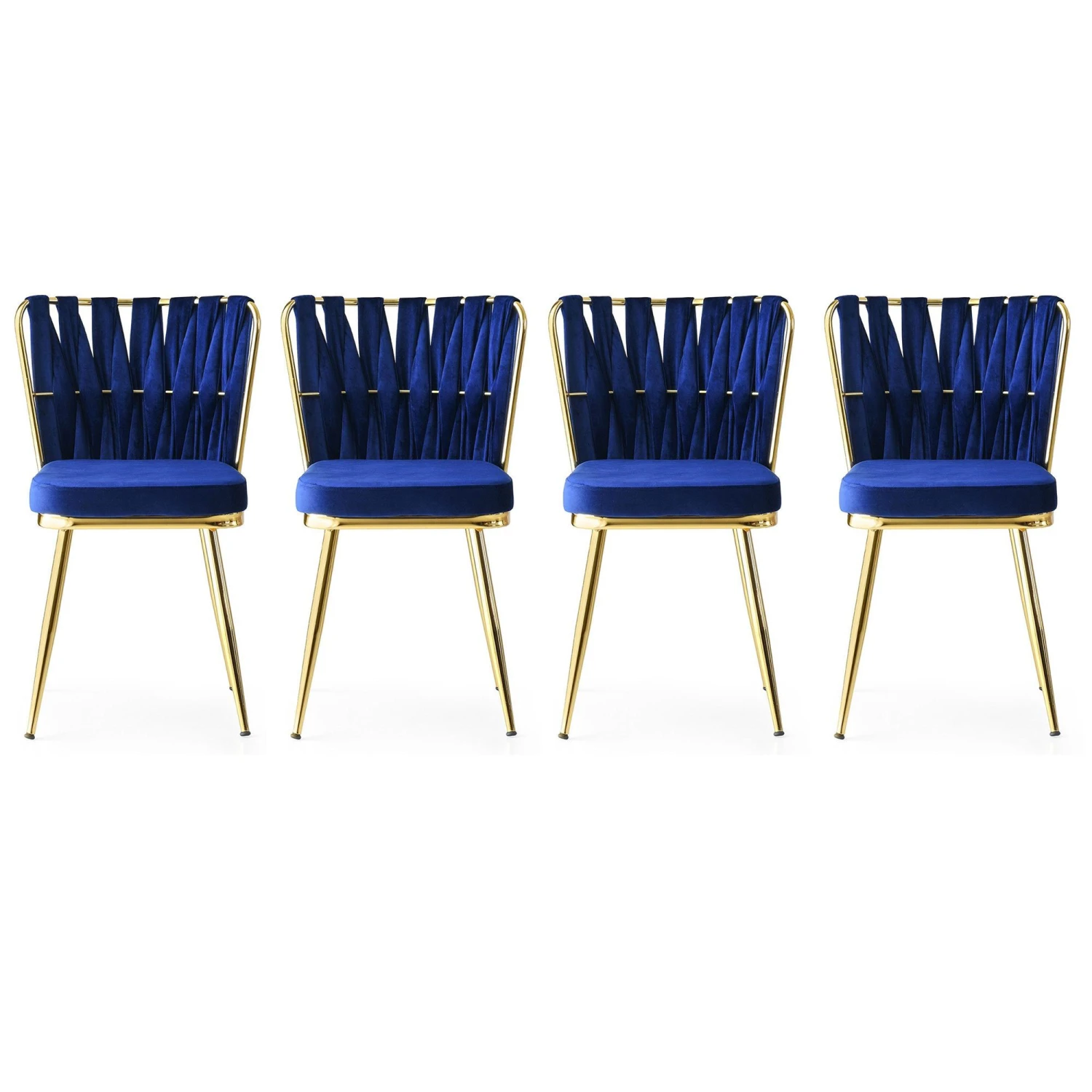 Stijlvolle En Comfortabele Stoelenset - 4 Stuks | Goud Marineblauw | 100% Metalen Frame | Zitting Van Fluweelstof | 175 Kg Draagvermogen 1 Stijlvolle En Comfortabele Stoelenset - 4 Stuks | Goud Marineblauw | 100% Metalen Frame | Zitting Van Fluweelstof | 175 Kg Draagvermogen