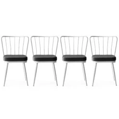 Kieran Stoel Set | 4 Stuks | 100% Metalen Frame | Zitting Van Fluweelstof