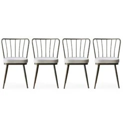 Kieran Stoel Set | Metalen Frame | Fluweel En Melamine | Mink