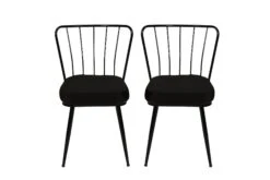 Vella Stoel Set | 100% Metalen Frame | Fluwelen Stof | Zwart -Emob 974NMB1210 20 202 0595