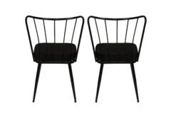 Vella Stoel Set | 100% Metalen Frame | Fluwelen Stof | Zwart -Emob 974NMB1210 20 203 4f6f