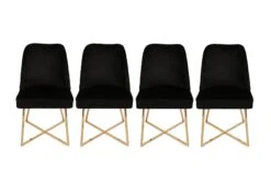 Vella Stoel Set (4 Stuks) | 100% Metalen Frame | Fluweel/Faux Leer | Goud Zwart 17 Vella Stoel Set (4 Stuks) | 100% Metalen Frame | Fluweel/Faux Leer | Goud Zwart -Emob 974NMB1216 20 202 dcde