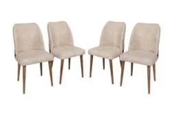 Vella Stoel Set | 4-Delig | Metalen Frame | Crème Noten