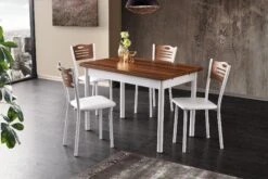 Vella Eettafel | Melamine Coating | Metalen Poten | Walnoot Wit