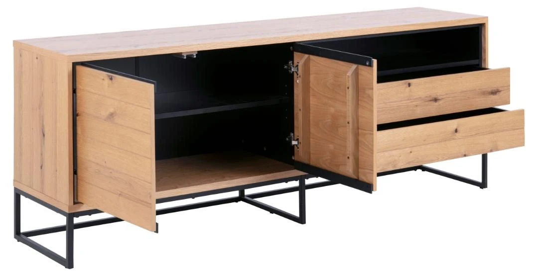 Dressoir Delaro 198cm, 2 Deuren & 2 Lades - Massief Eikenhout 6 Dressoir Delaro 198cm, 2 Deuren & 2 Lades - Massief Eikenhout - Afbeelding 6