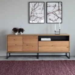 Dressoir Delaro 198cm, 2 Deuren & 2 Lades - Massief Eikenhout