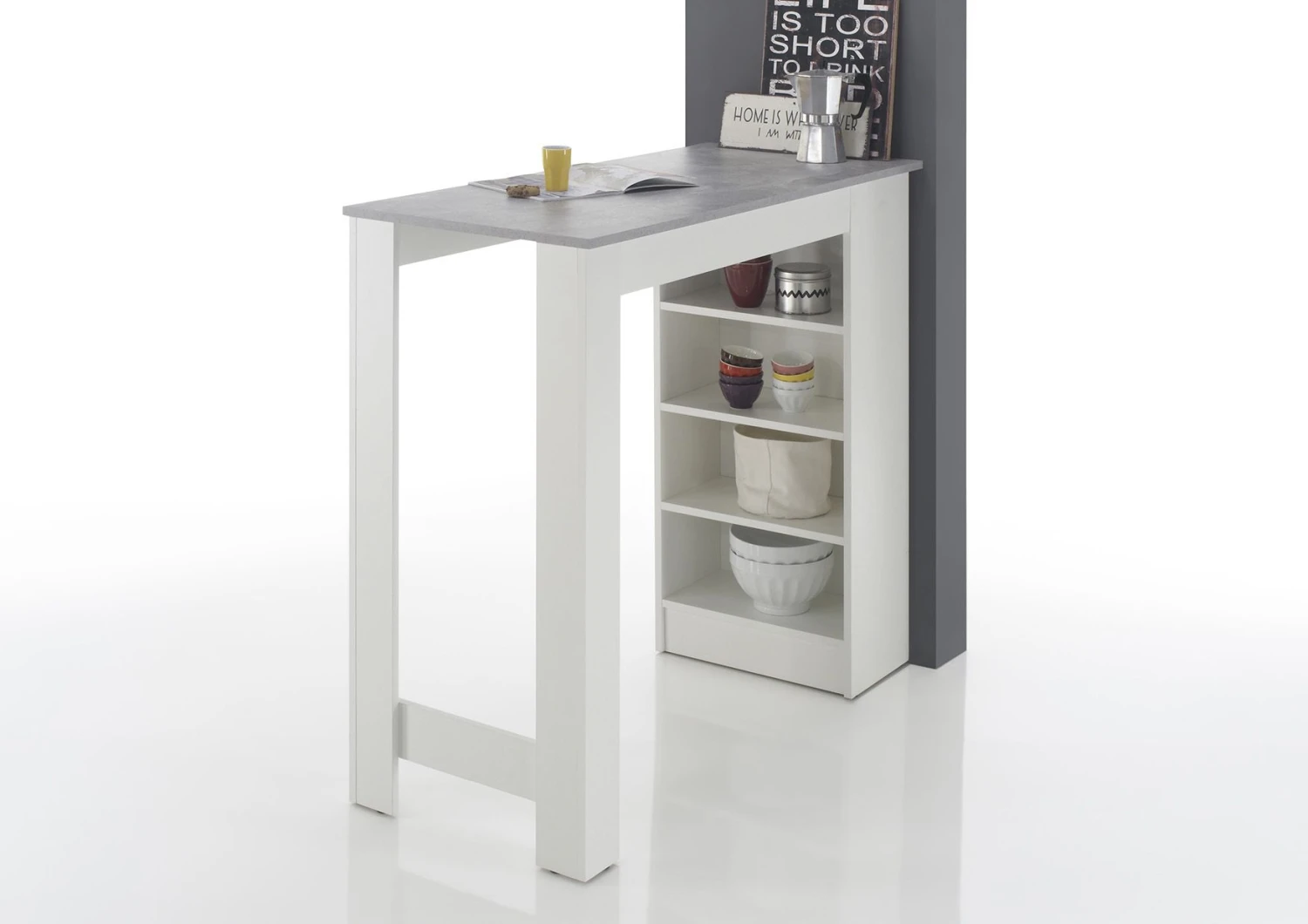 Bartafel De Marchi 115cm - Wit/beton 2 Bartafel De Marchi 115cm - Wit/beton - Afbeelding 2